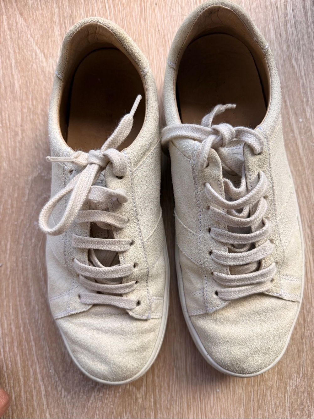 Peter Millar Women's Suede Lace-Up Sneakers in Light Cream